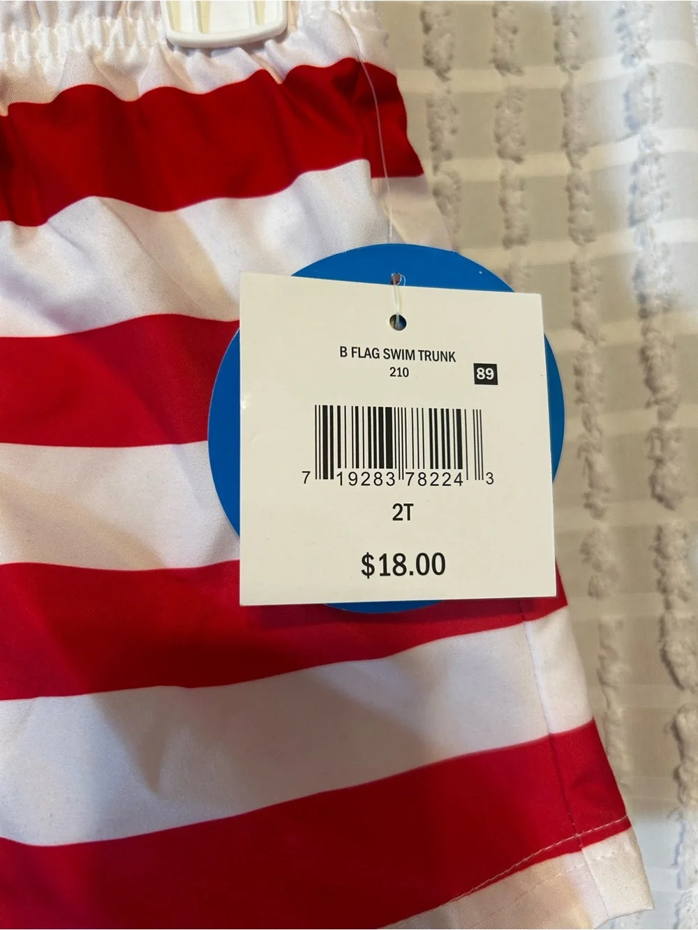 Kids' Toddler Boys size 2T Patriotic Flag Swim Trunks - Red & Blue